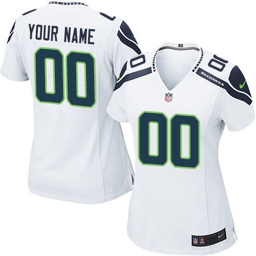 Women's Elite Nike Jersey White Road - Customized NFL Seattle Seahawks